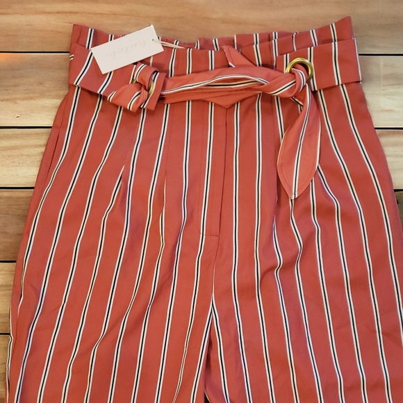 Hutch Anthropologie Womens 8 Stripe High Waist Tapered Pant Belted Burnt Orange - Picture 4 of 8